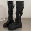 Women's Belt Buckle Thick-Sole High Riding Boots 30678630C