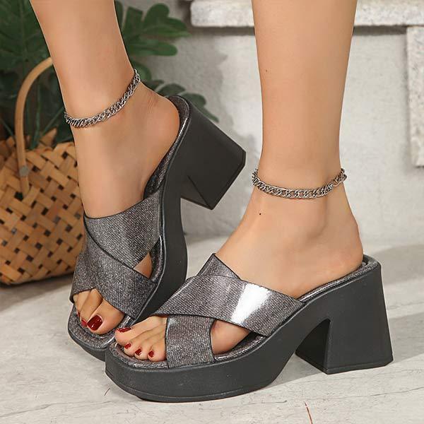 Women's Versatile Chunky Heel Slide Sandals 60440000C