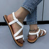 Women's Casual Toe Ring Flat Elastic Strap Sandals 44735533S