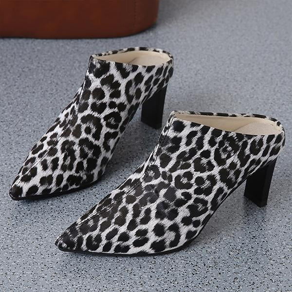 Women's Fashion Pointed Toe Leopard Print Sexy Slippers 22060373S