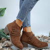 Women's Lace-Up Square Heel Low Ankle Fashion Boots with Rear Zipper 69668715C