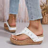 Women's Retro Thick-Soled Wedge Toe-Post Sandals 60874927C