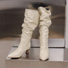 Women's Pointed-Toe Mid-Heel Fashion Boots with Stacked Design 49539503C