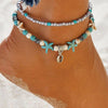 Starfish Turtle Beach Vintage Double Layer Anklet 87931556C