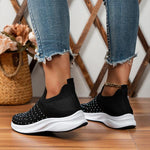 Women's Casual Rhinestone Flyknit Slip-On Sneakers 81779124S