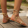 Women's Retro Flat Braided Buckle Flip-Toe Sandals 59478954S