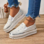 Women's Rhinestone Platform Platform Loafers 52716236C