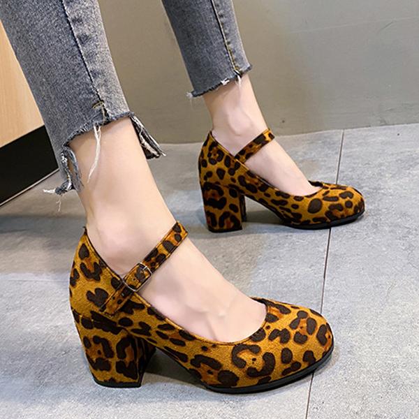 Women's Retro Leopard Buckle Pumps 89386006S