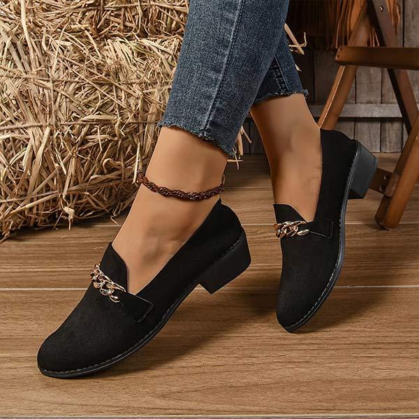 Women's Suede Loafers Low-Heel Flats 93498407C