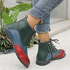 Women's Color Block Carved Lace Up Ankle Boots 77661866S