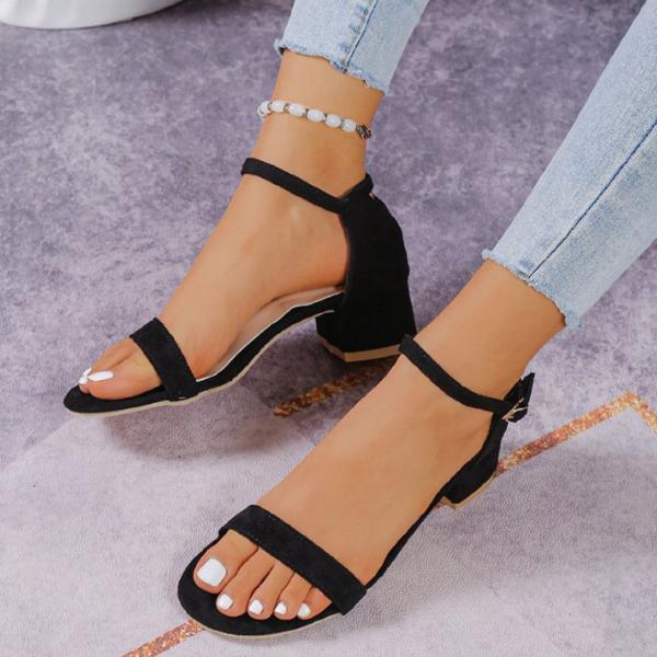 Women's Casual Simple Pointed Toe Thick Heel Sandals 63913862S
