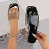 Women's Casual Rhinestone Flat Transparent Slippers 68299762S