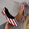 Women's Casual Striped Star Print Pointed Toe Flats 86565687S