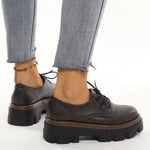Women's Casual Lace-Up Thick Sole Derby Shoes 74432958S