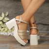 Women's Casual Block Heel Square Toe Thick Sole Sandals 64063600S