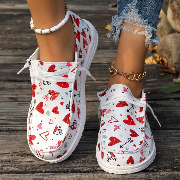 Women's Casual Multicolor Heart Flat Canvas Shoes 32246493S