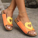 Women's Flat Bottom Heart Hollow Fish Mouth Slippers 27846715S