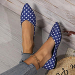 Women's Casual Striped Star Print Pointed Toe Flats 86565687S