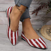 Women's Casual Striped Star Print Pointed Toe Flats 86565687S