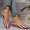 Women's Casual Striped Star Print Pointed Toe Flats 86565687S