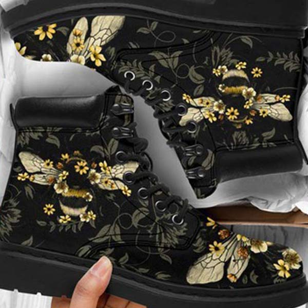 Women'S Bee Print Lace-Up Martin Boots 05597542C