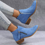 Women'S Chunky Heel Side Zip Booties 22457774C