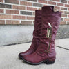 Women'S Solid Side Zip Vintage Chunky Heel Rider Boots 18289603C