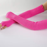 Knitted Wool Half-Finger Warm Long Gloves 26913629C