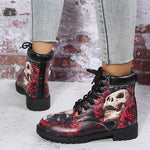 Women'S Skull Print Low Heel Martin Boots 26508445C