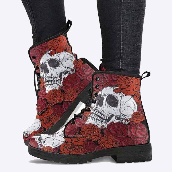 Women'S 3d Printed Round Toe Lace Up Low Heel High Top Martin Boots 77783937
