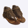 Women'S Tassel Thong Back Zip Retro Sandals 62141787C