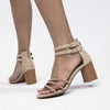 Women'S Rhinestone Strappy Chunky Heel Roman Sandals 80037735C