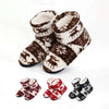 Coral Fleece Print Christmas Fawn Indoor Boots 20225311C