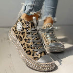 Women'S High Top Fashion Stud Leopard Print Espadrilles 36901966C