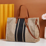 Women'S Large Capacity Simple Cotton Linen Plain Tote Bag 60433579