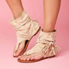 Women's Retro Flat Tassel Thong Sandals 38600277C