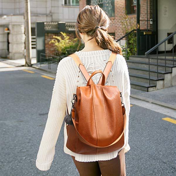 Women's Vintage Soft Leather Backpack 59826420