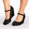 Women'S Wedge High Heel One Word Buckle Shoes 40542661C