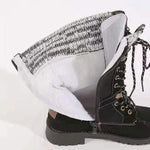 Women'S Round Toe Low Heel Sweater Flap Side Zip Mid Boots 49289253