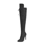 Women'S Pointed Toe Lace-Up Over The Knee Boots 71718316C