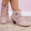 Women'S Vintage Round Toe Chunky Heel Booties 35733378C