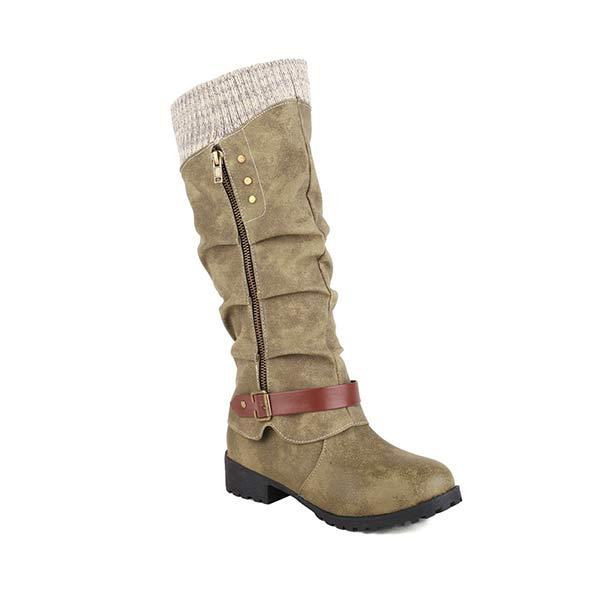 Women'S Round Toe Buckle Rider Boots 69147652C