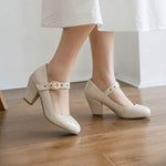 Women'S Chunky Heel Round Toe Medium Heel Pumps 66853037C