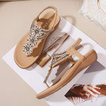 Women'S Vintage Rhinestone Beaded Soft Comfort Wedge Sandals 56303837C