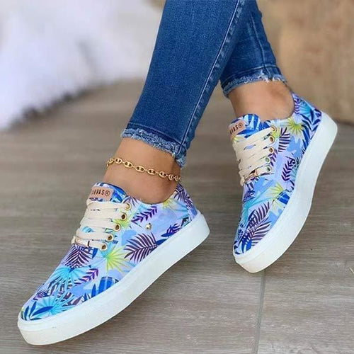 Women'S Round Toe Printed Lace-Up Casual Shoes 53893327C