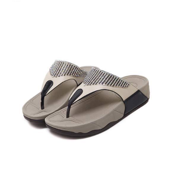 Women'S Casual Rhinestone Thick Heel Flip Flops 27476388C