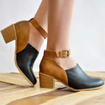 Women'S Chunky Mid Heel Vintage Round Toe Boots 62320950C