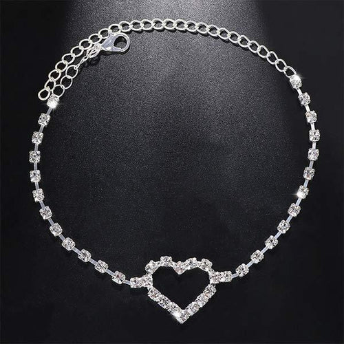 Beach Party Rhinestone Heart Anklet 37470082C