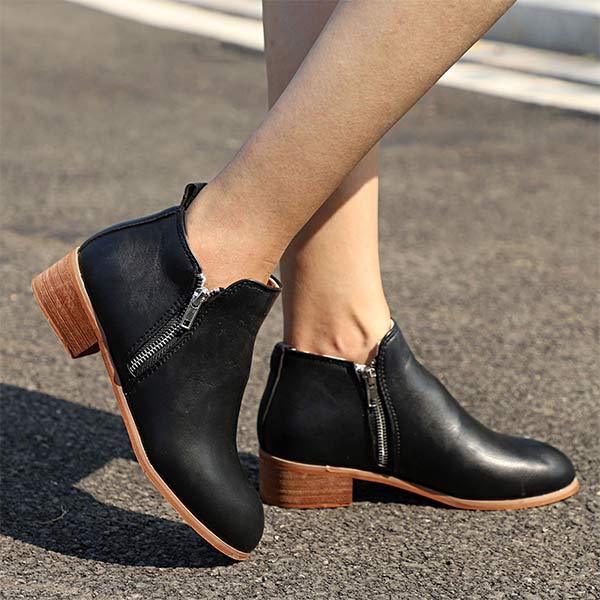 Women'S Vintage Polished Chunky Heel Ankle Boots 69880822