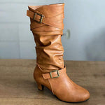 Women'S Belt Buckle High Heel Boots 53057501C